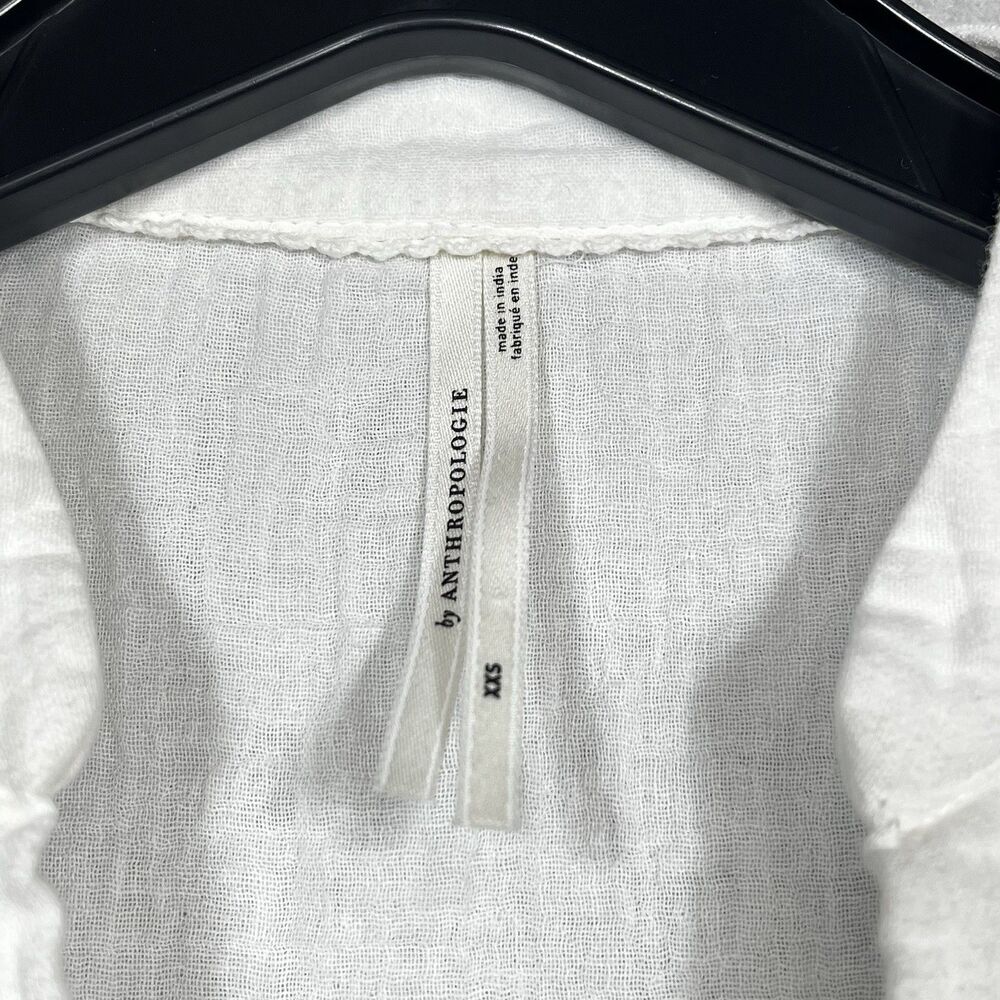 Anthropologie Dress XXS White Gauze Tiered Babydoll Cottage Core Short Sleeve - Picture 9 of 12